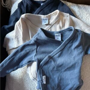 Dopo dopo Newborn Ribbed Bodysuits - Navy, Cream, Light Blue